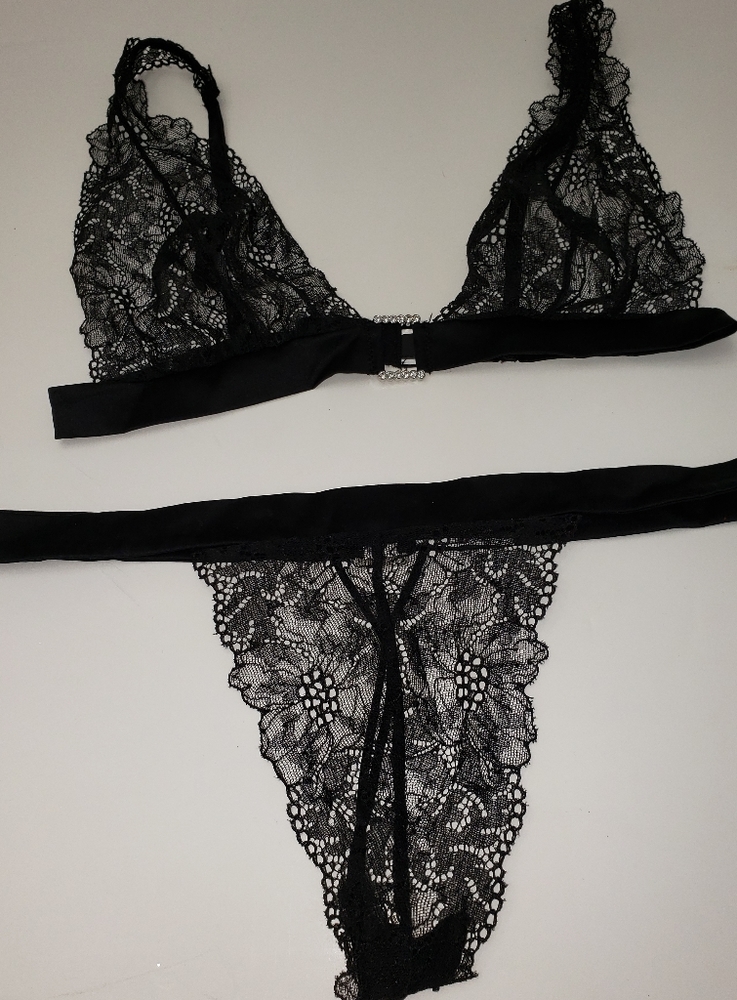 Designer lace bra and thong